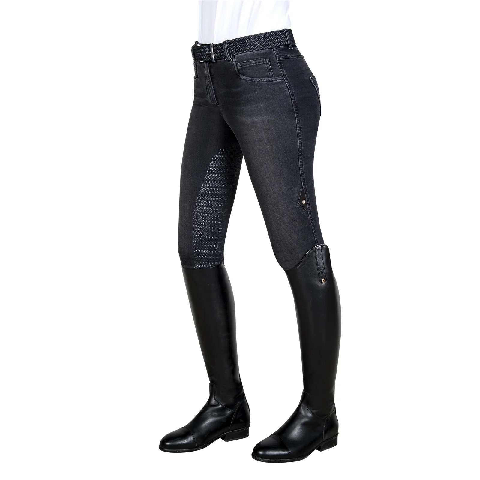 Pantalones vaqueros negros (grip rodilla y muslo) para mujer Giorgia - Equiline