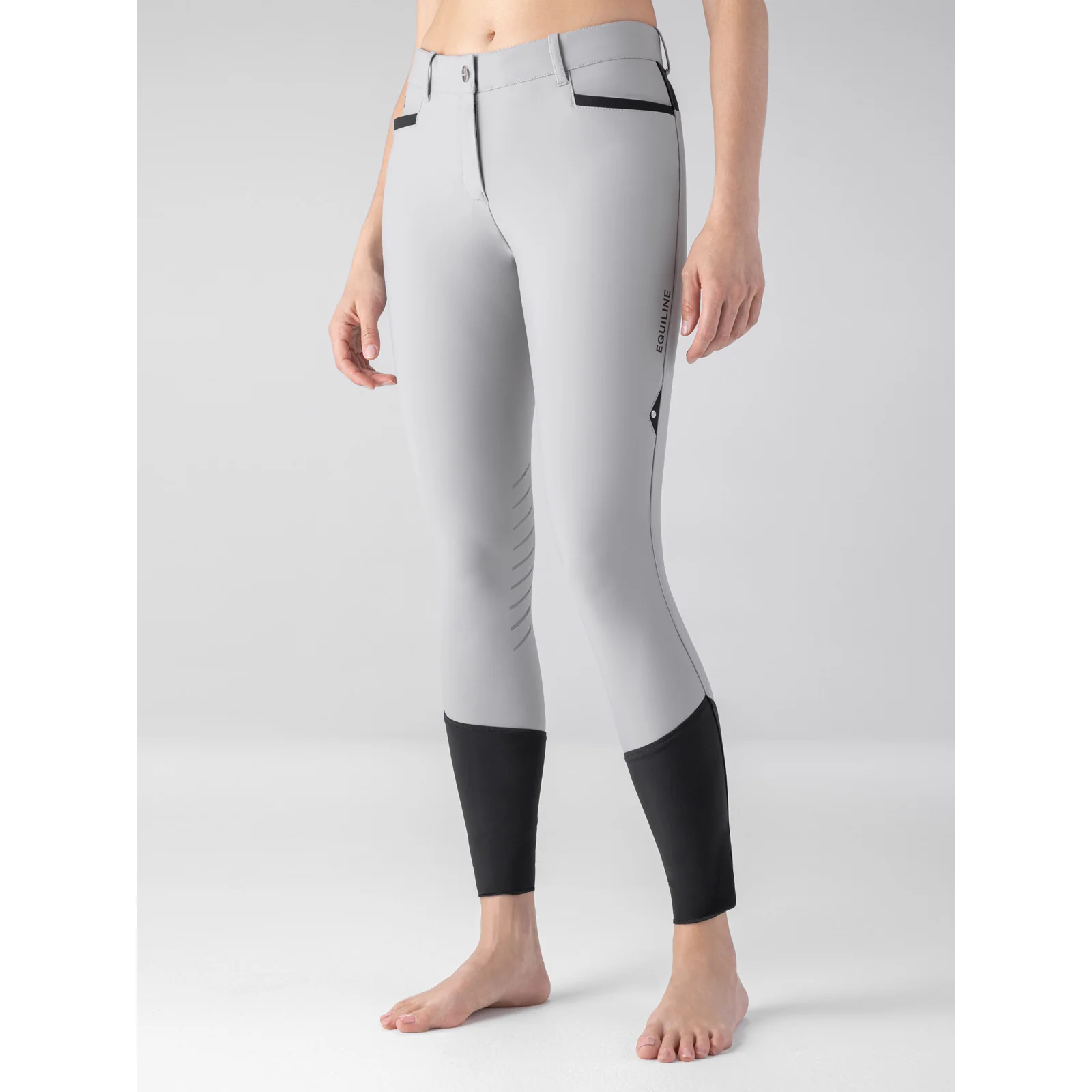 Pantalones de montar a caballo grises (grip rodilla) para mujer Cepik - Equiline