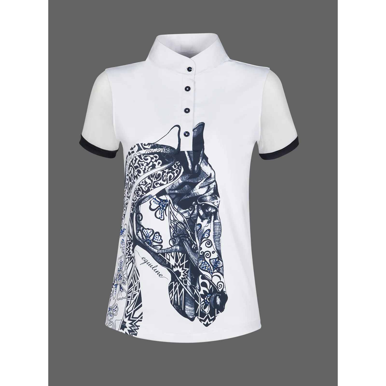 Navy competition polo shirt for women - Equiline