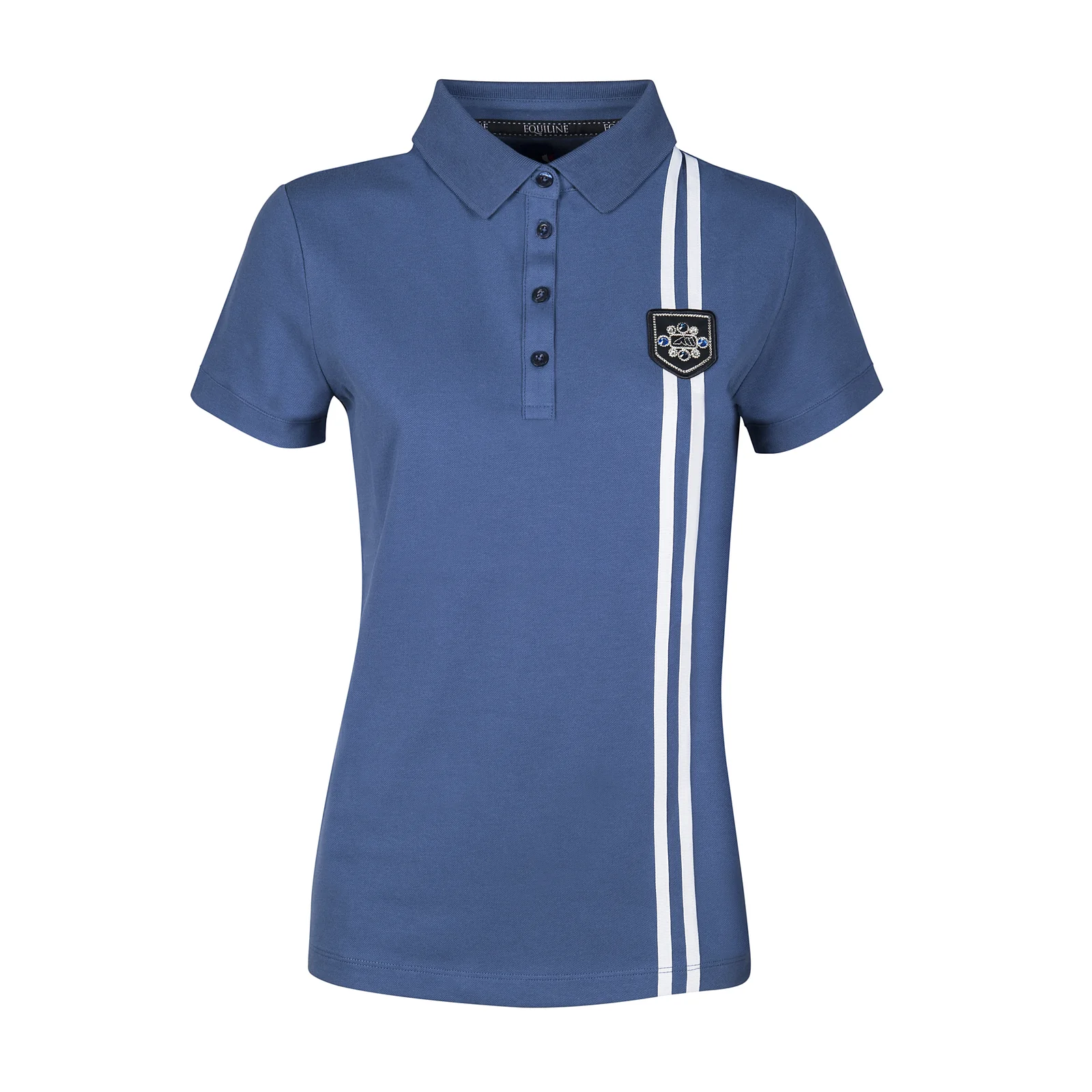 Polo Color azul con escudo en el pecho para mujer Royal - Equiline