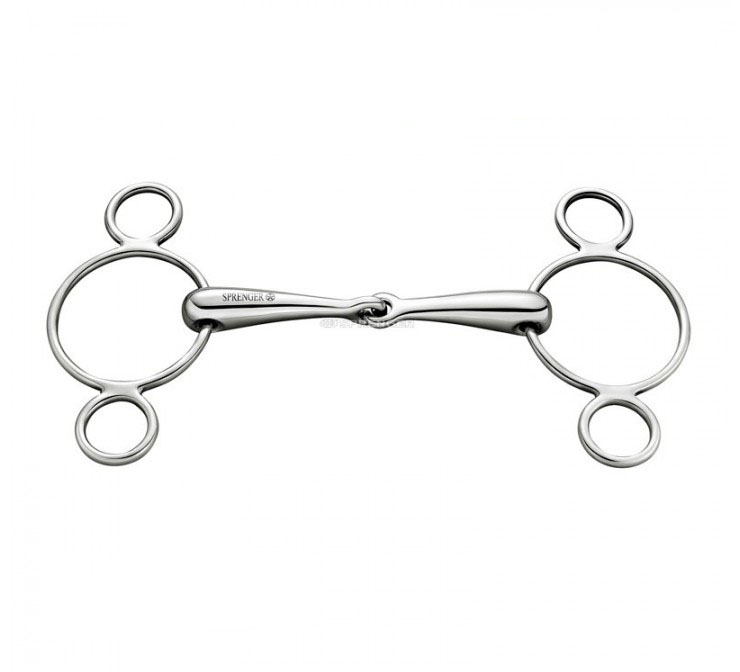 Mors de filet Pessoa 3 anneaux en acier inoxydable et diamètre 7cm pour cheval - Sprenger