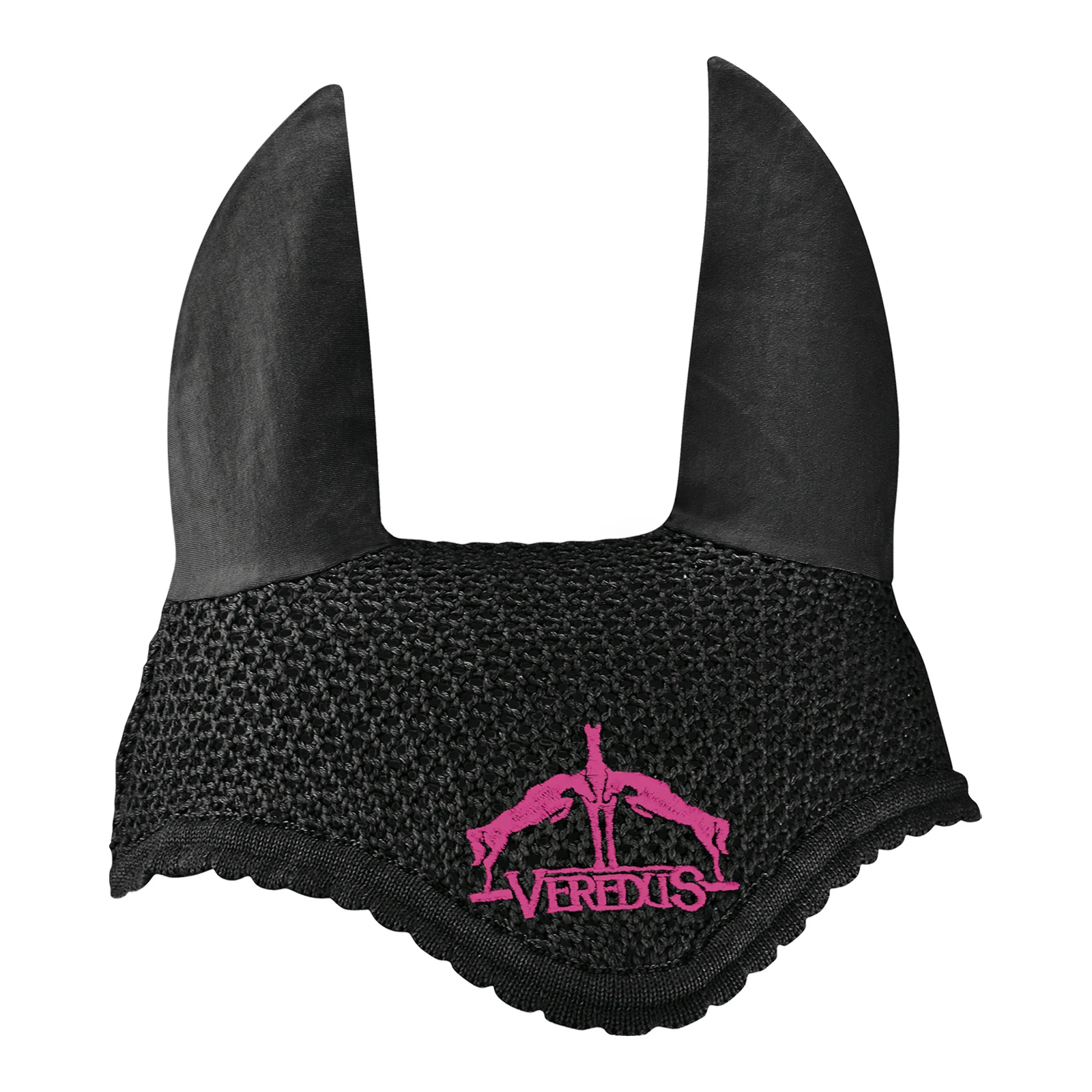 Orejeras antimoscas de crochet negras con logo fucsia Fly Fringe - Veredus