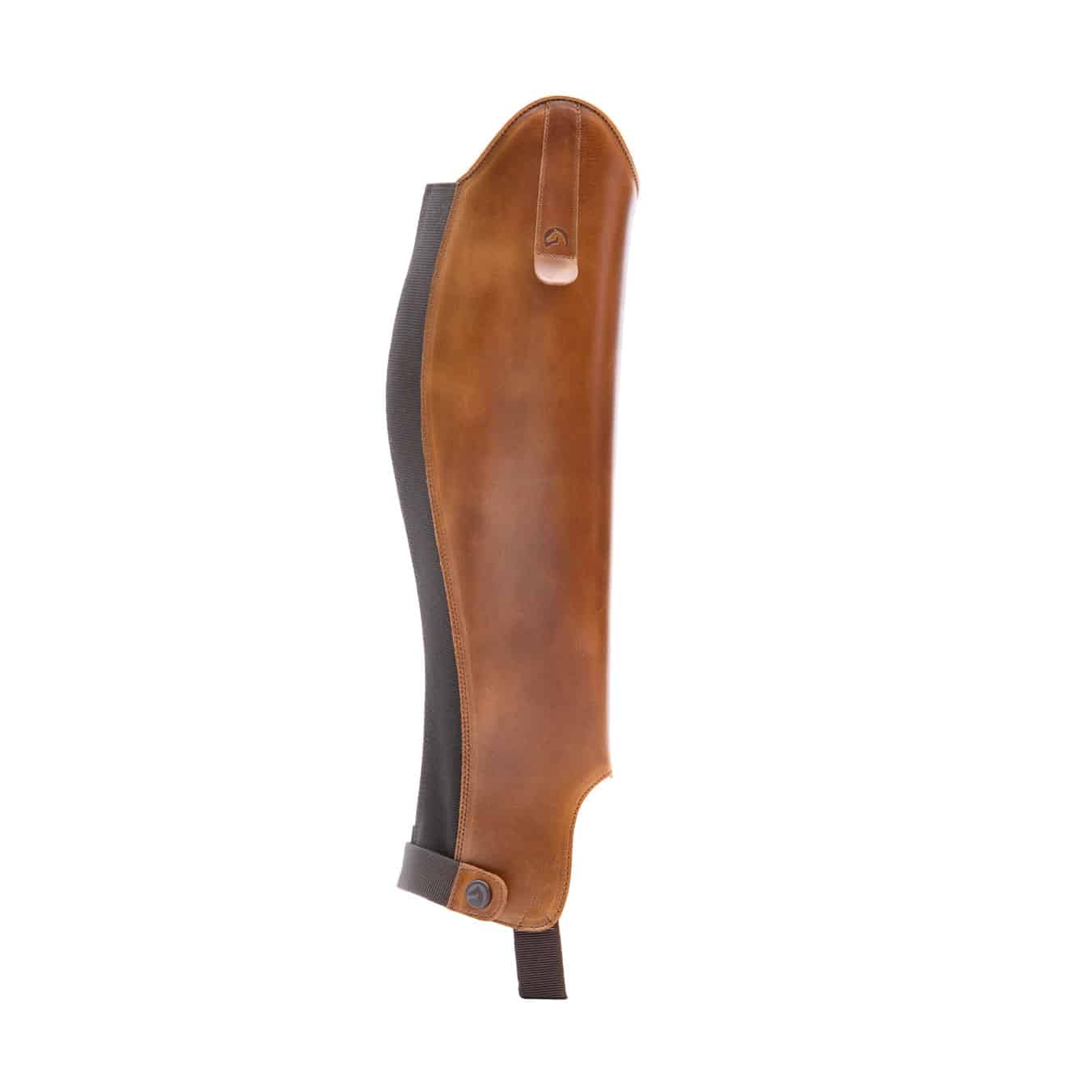 Mini-chaps marron caramel en cuir pour l'équitation classiques avec élastique et avec fermeture éclair Classic pull up - Chester