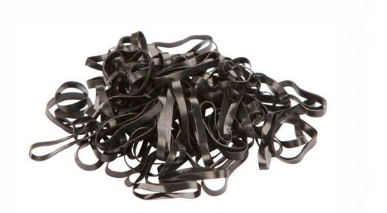 Bolsa de gomas para crines anchas y elásticas negras de (aprox 500 unidades)