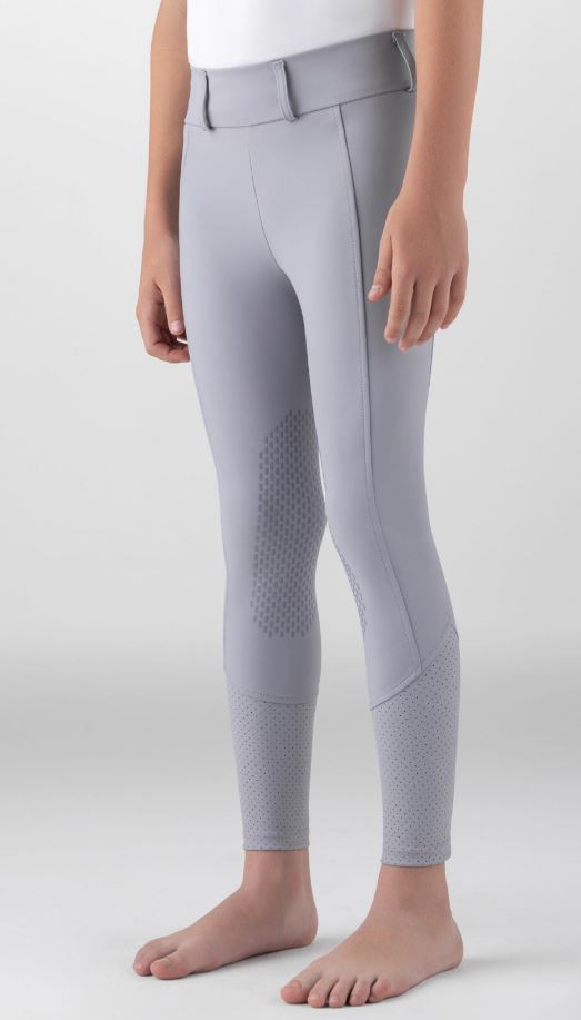 Lilac grey full grip leggings with mobile pocket junior Gingef - Equiline