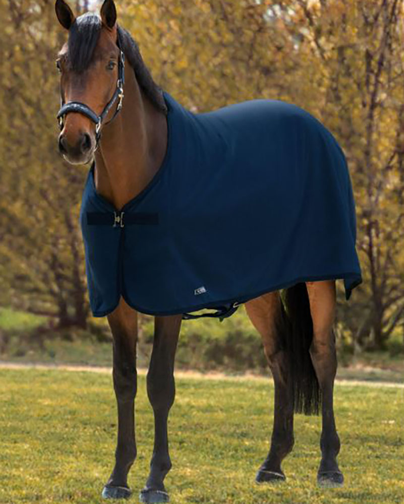 Manta polar de secado con cinchuelo azul marino para caballo - Hugo - Equiline