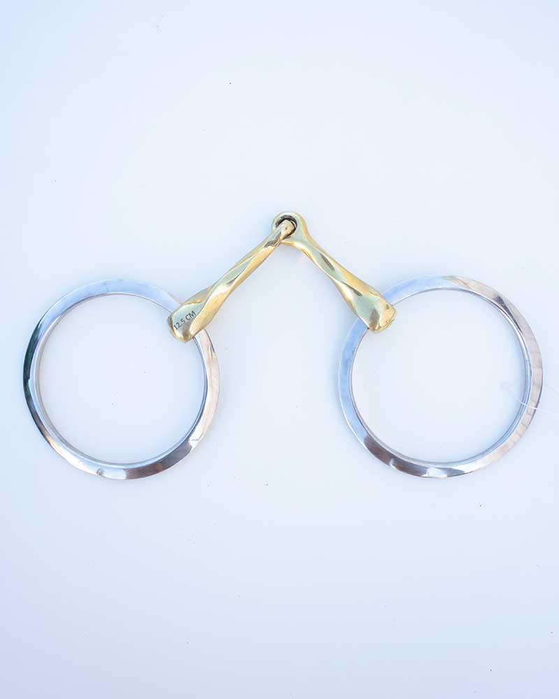 2-piece twisted snaffle with large flat rings for horses - Jump'In