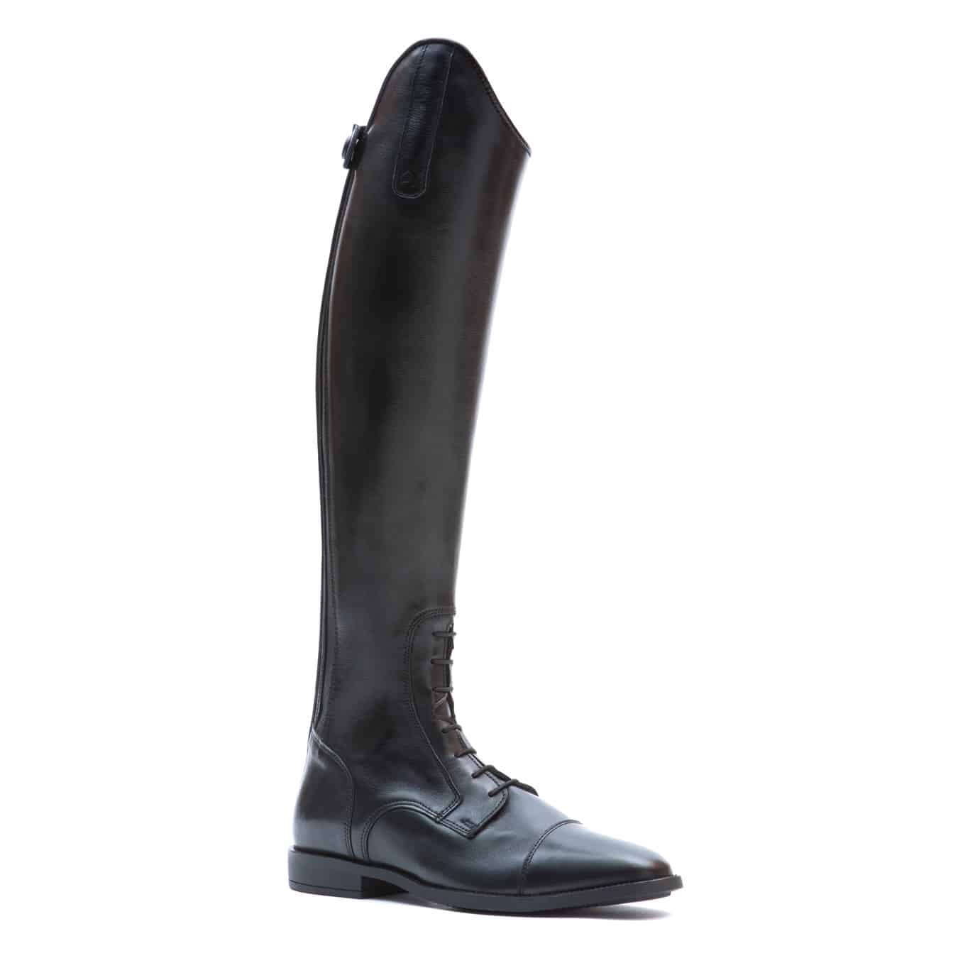 Bottes noires en cuir pour l'équitation, de saut à lacets et fermeture éclair arrière saut soft - Chester