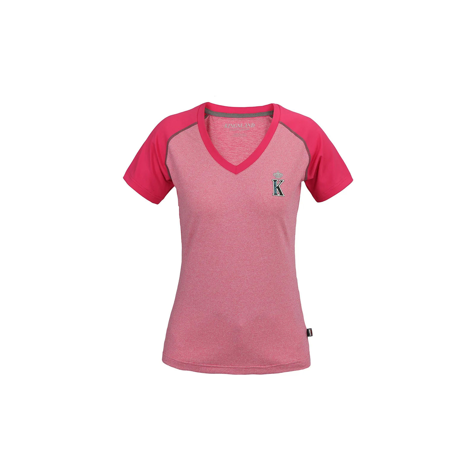 Pink short-sleeved V-neck training T-shirt for woman – Monterosso - Kingsland