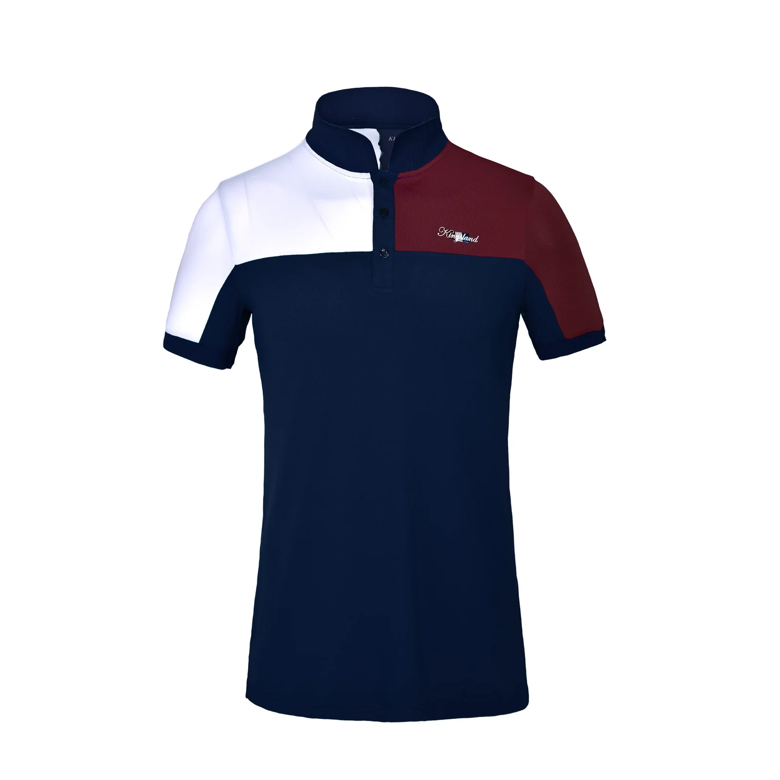 Navy Blue, Burgundy, and White Short-Sleeve Technical Piqué Polo for Men KLjanko - Kingsland