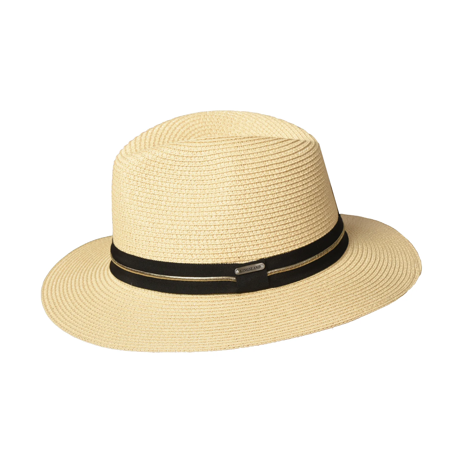 Classic toquilla straw hat (beige) with black ribbon unisex Kldivine - Kingsland