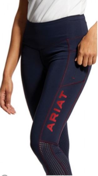 Summer tights with navy blue perforations and red details (grip culera) for women - EOS - ARIAT