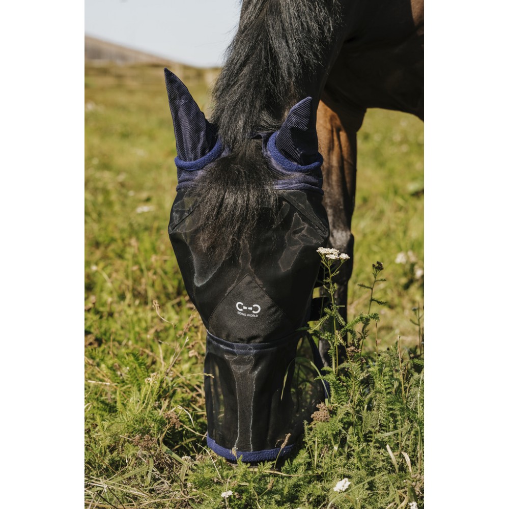Navy Blue Breathable Fly Mask for Horses - Riding World