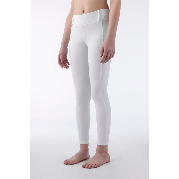 Mallas blancas full grip con logo en gris junior AREF - Equiline