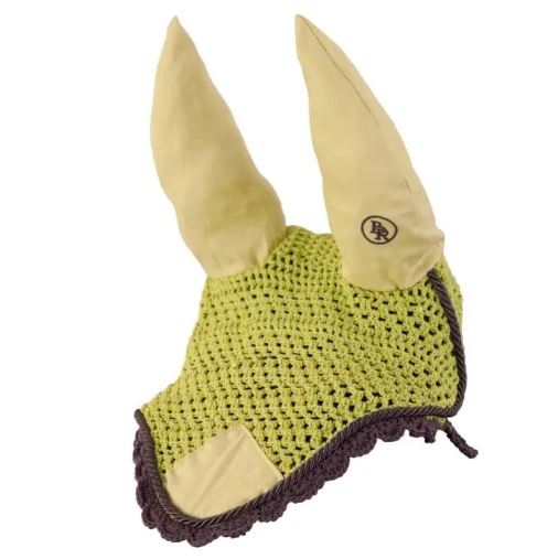 Lime crochet earmuffs with fabric ears for pony - BR