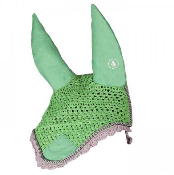 Green crochet earmuffs with fabric ears for pony - BR