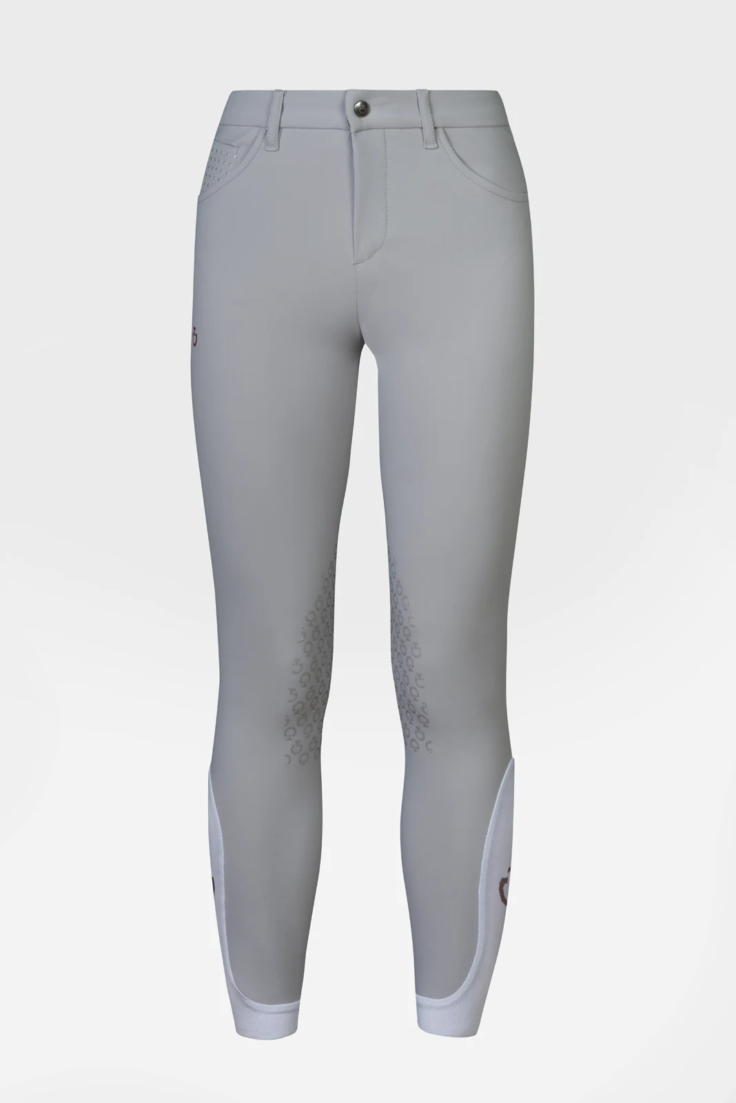 Light grey junior knee-grip riding breeches with perforated pockets - Cavalleria Toscana