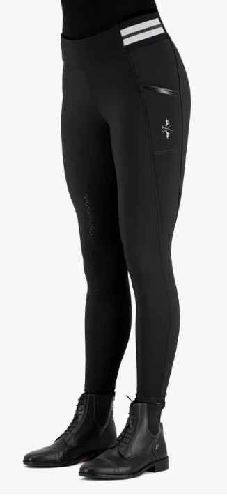 Mallas de equitación para mujer en color negro (Full Grip) Estrella- HV Polo