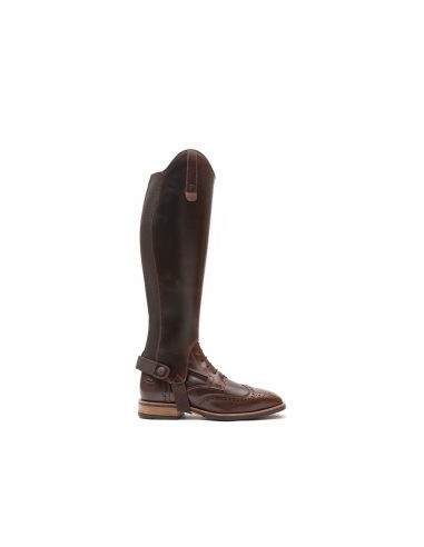 Mini-chaps marron foncé en cuir pour l'équitation classiques avec élastique et avec fermeture éclair Classic soft - Chester