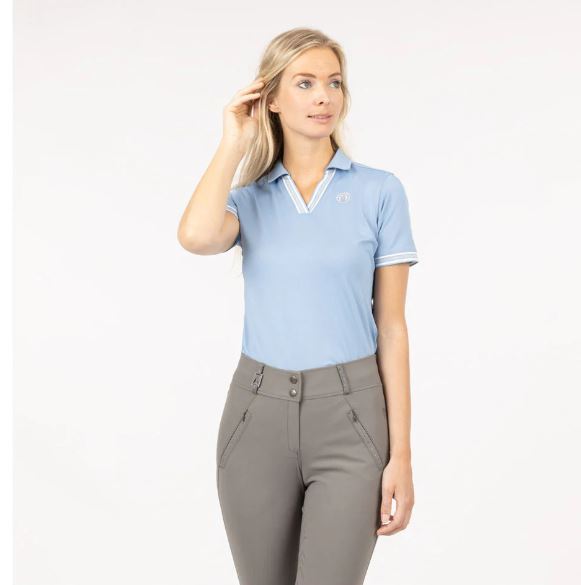 Short-sleeved technical piqué polo shirt in blue (Endless Sky) for women - Anky