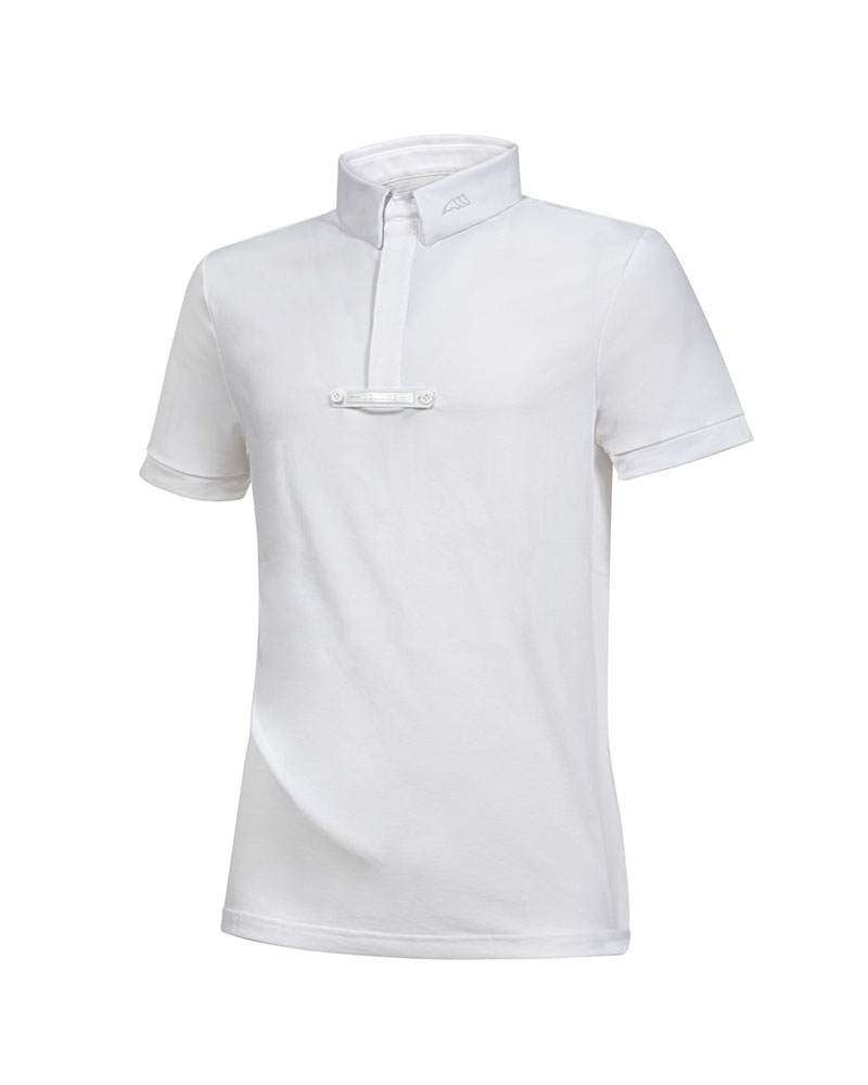 White short-sleeved competition polo shirt with breathable fabric for men Celirac - Equiline