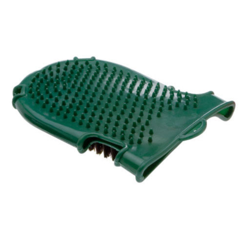 Manopla de caoutchouc vert avec Brosse - Hispano Hípica