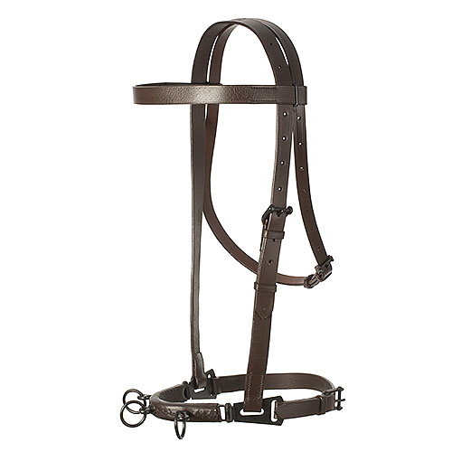 Cabezada de trabajo serreta vaquera de cuero marrón para caballo - Lexhis