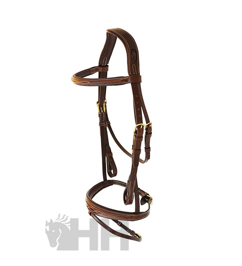 Bride de travail anglaise en cuir marron et muserolle large avec Rênes en caoutchouc pour cheval Legacy - Pessoa