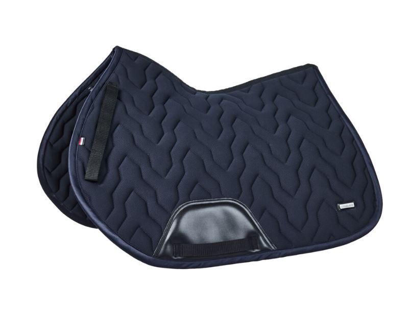 Navy blue cooling-effect jumping saddle pad with satin trim for horse and pony - KLnelly - Kingsland