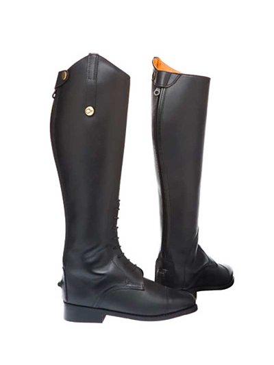 Bottes noires en cuir pour l'équitation à lacets et fermeture éclair Selma - Lexhis