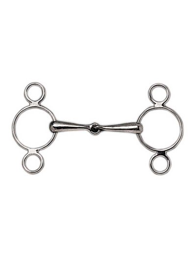 Mors de filet à 2 pièces demi-Pessoa (3 anneaux) et embouchure massive pour cheval - Sefton