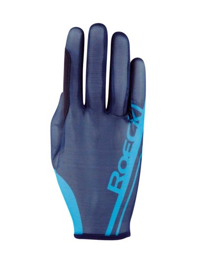 Guantes azul marino con malla en el dorso para montar a caballo - Moyo - Roeckl