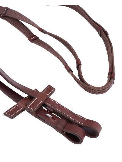 Rênes marron en toile et cuir avec arrêtoirs pour poney - Pessoa - imagen 2