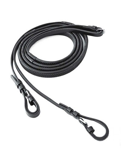 Riendas de goma negras de 1,5cm con buena capacidad de agarre para caballo - Hispano Hípica