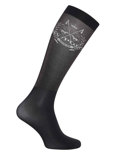 Women's black high-top socks with glitter and logo print on the side - HV Polo