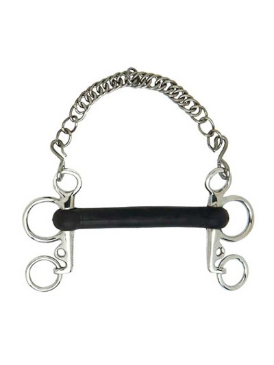Mors Pelham court rigide recouvert de caoutchouc (branche inférieure 4cm) pour cheval - Sefton