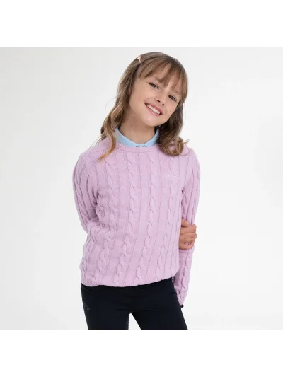Pull en maille rose pour fille HVPTally - HV Polo - imagen 3