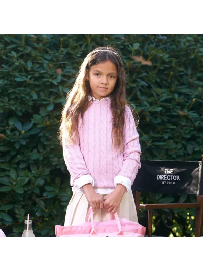 Pull en maille rose pour fille HVPTally - HV Polo - imagen 2