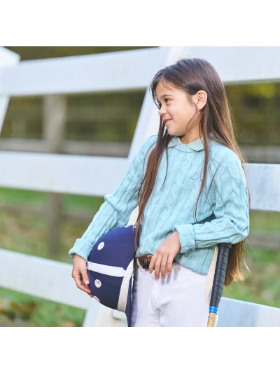 Pull en maille bleu aigue-marine pour fille HVPTally - HV Polo - imagen 2