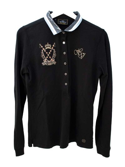 Polo noir à manches longues pour femme - Saundra - HV Polo