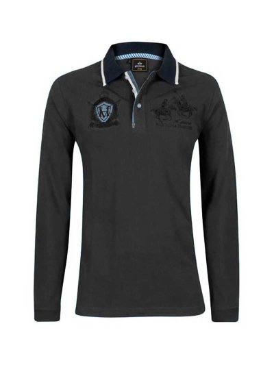 Polo à manches longues gris foncé pour homme - Wallace - HV Polo