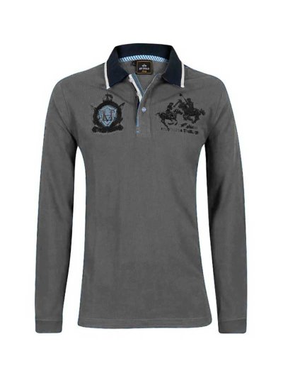 Polo à manches longues gris clair pour homme - Wallace - HV Polo