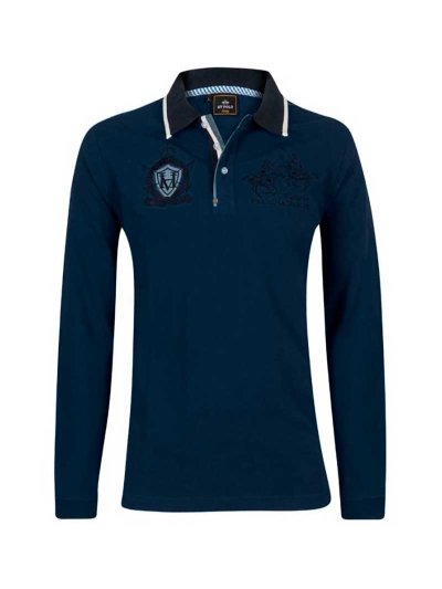 Polo à manches longues bleu marine pour homme - Wallace - HV Polo