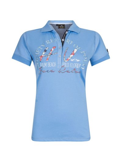 Polo bleu clair de femme avec imprimé devant - Romy - HV Polo