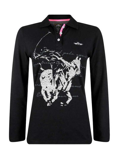 Polo à manches longues noir pour femme - Loma - HV Polo