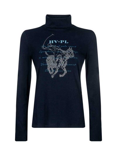 T-shirt à manches longues et col haut bleu marine pour femme - Colona - HV Polo