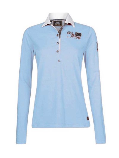 Polo élastique à manches longues bleu clair pour femme - Emmi - HV Polo