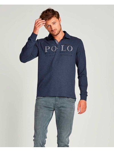 Polo à manches longues bleu foncé pour homme - Flagler - HV Polo