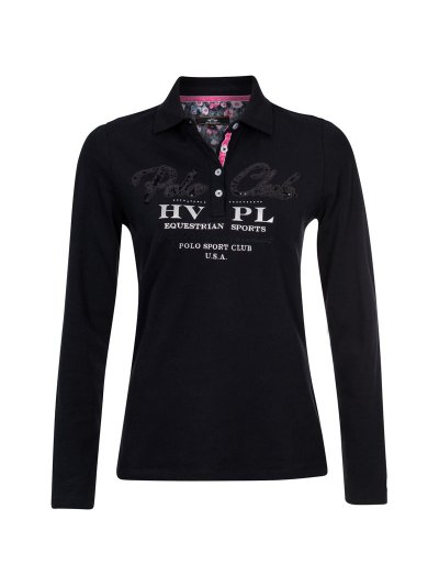 Polo noir à manches longues à paillettes pour femme - Sedalia - HV Polo