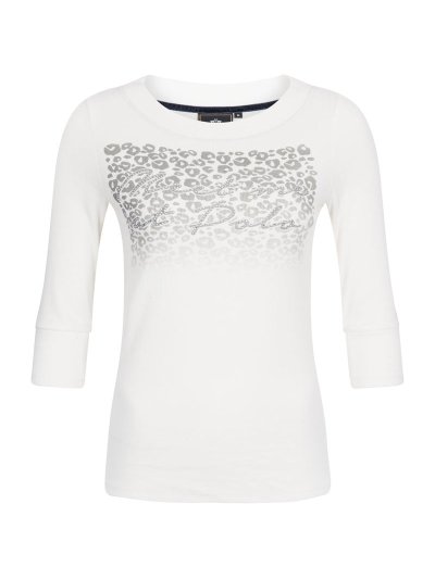 T-shirt à manches longues blanc avec imprimé de leopardo gris pour femme - Junta -HV Polo